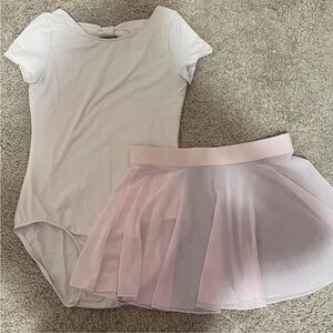 Halloween Ballerina White Leotard and Pink Skirt Set
